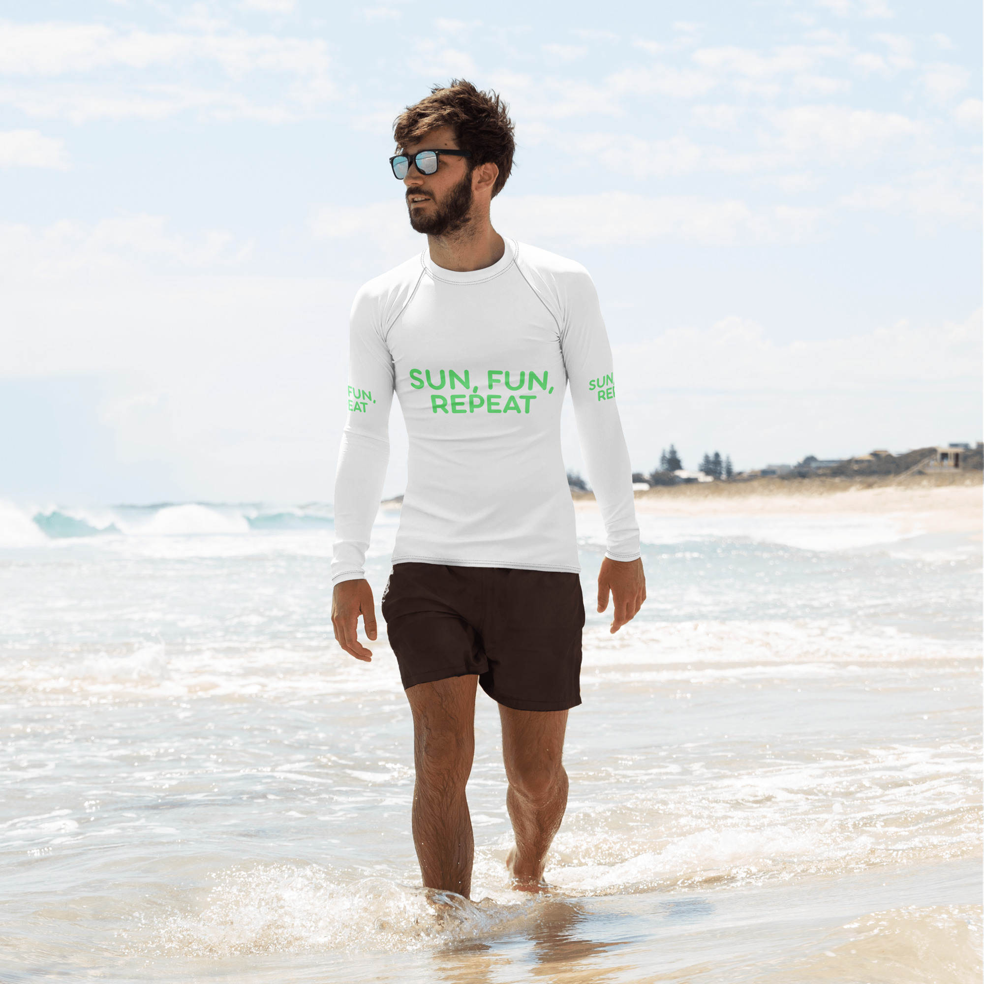 Men's Rash Guard "SUN, FUN, REPEAT" - Image 9
