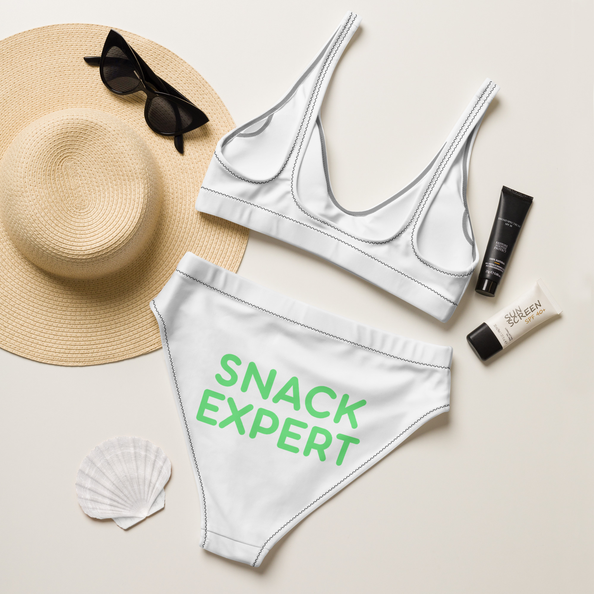 Recycled high-waisted bikini "SNACK EXPERT" - Image 4