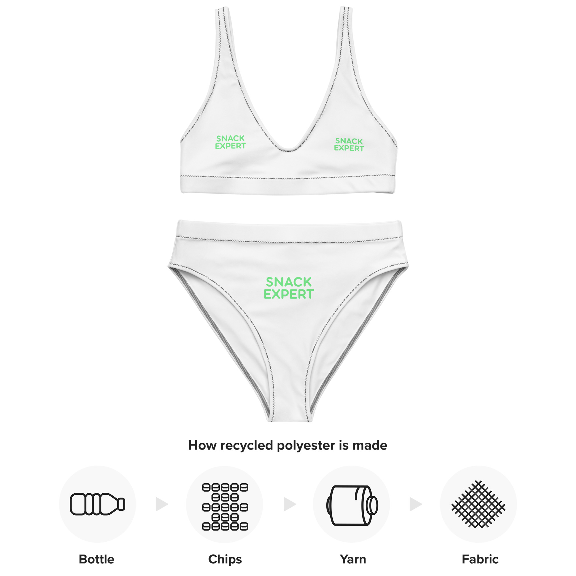 Recycled high-waisted bikini "SNACK EXPERT" - Image 10