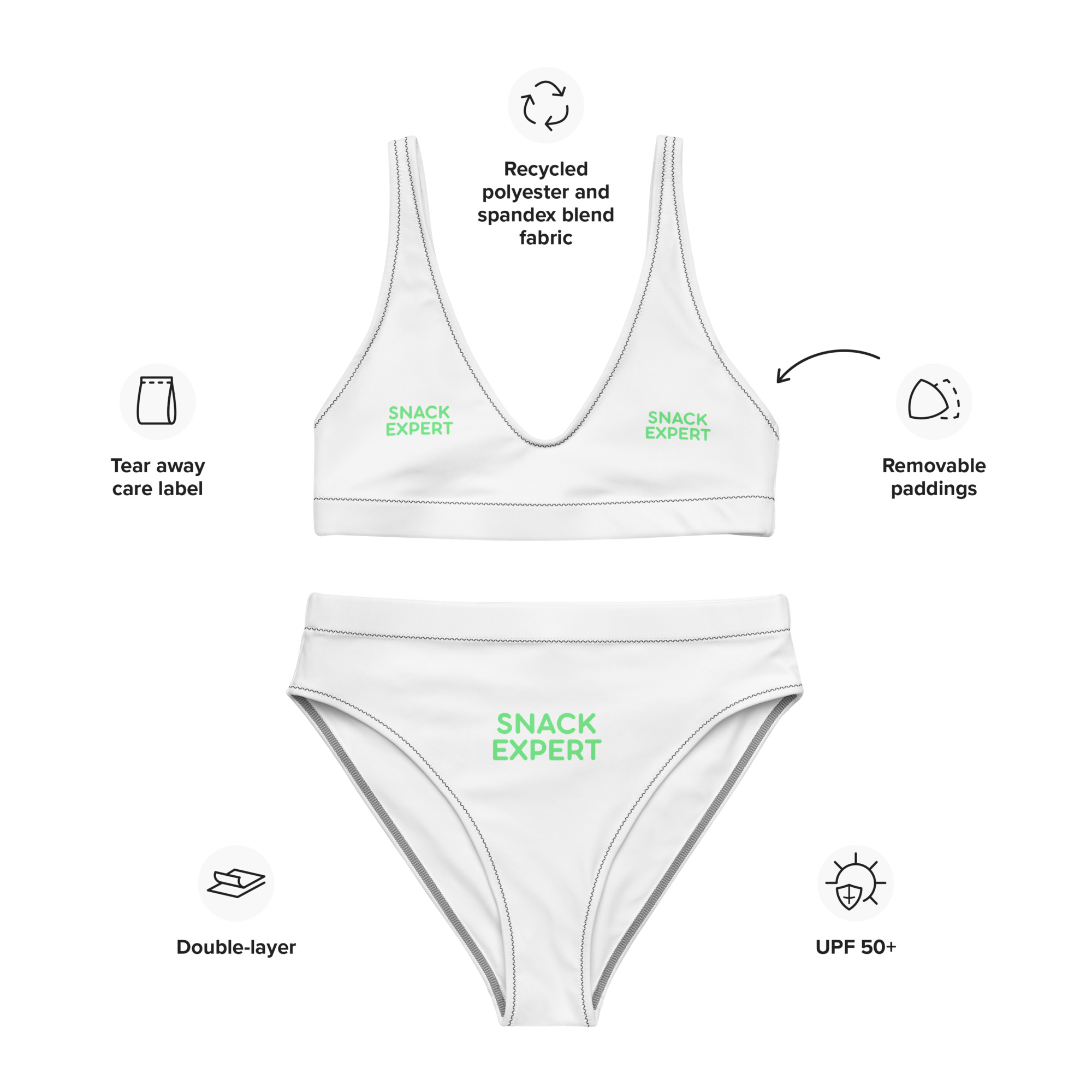 Recycled high-waisted bikini "SNACK EXPERT" - Image 9
