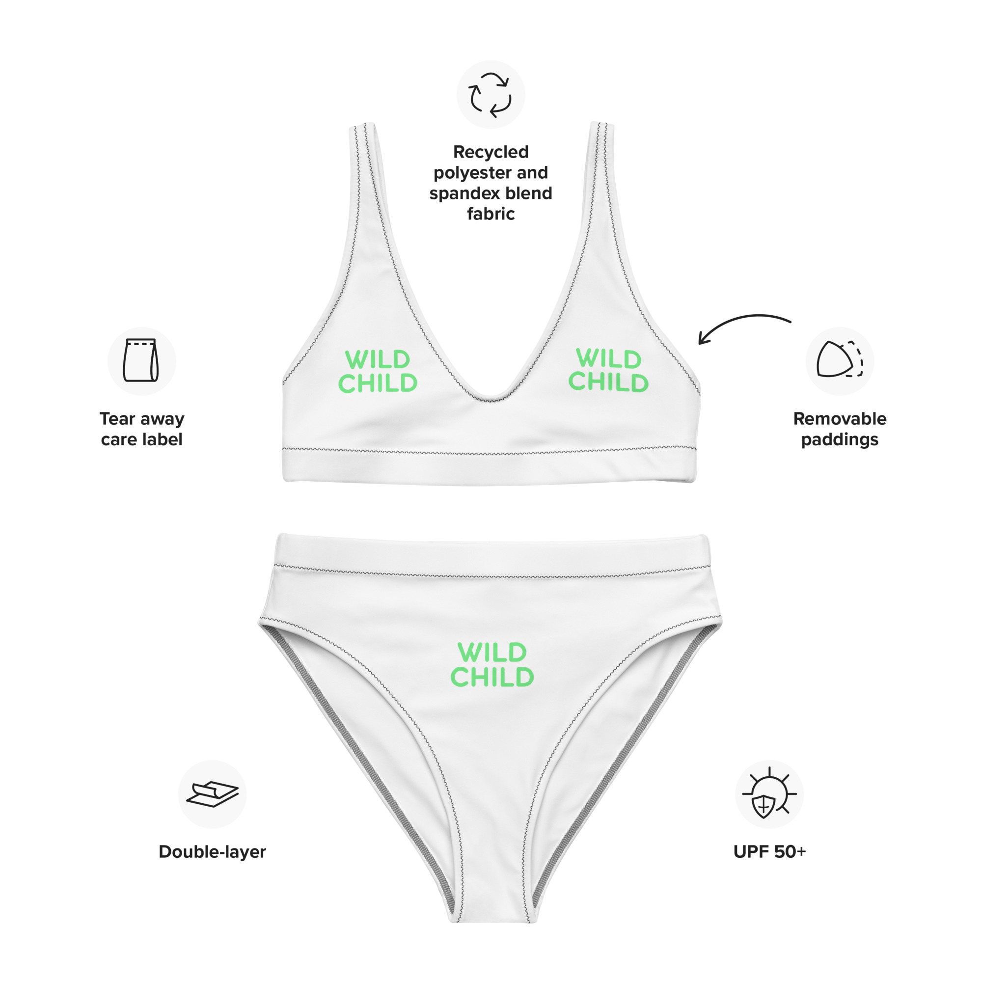 Recycled high-waisted bikini "WILD CHILD" - Image 9