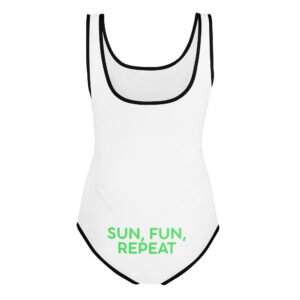 Alternative view of All-Over Print Youth Swimsuit "SUN, FUN, REPEAT"