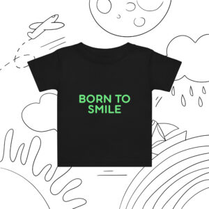 Baby jersey t-shirt "BORN TO SMILE"