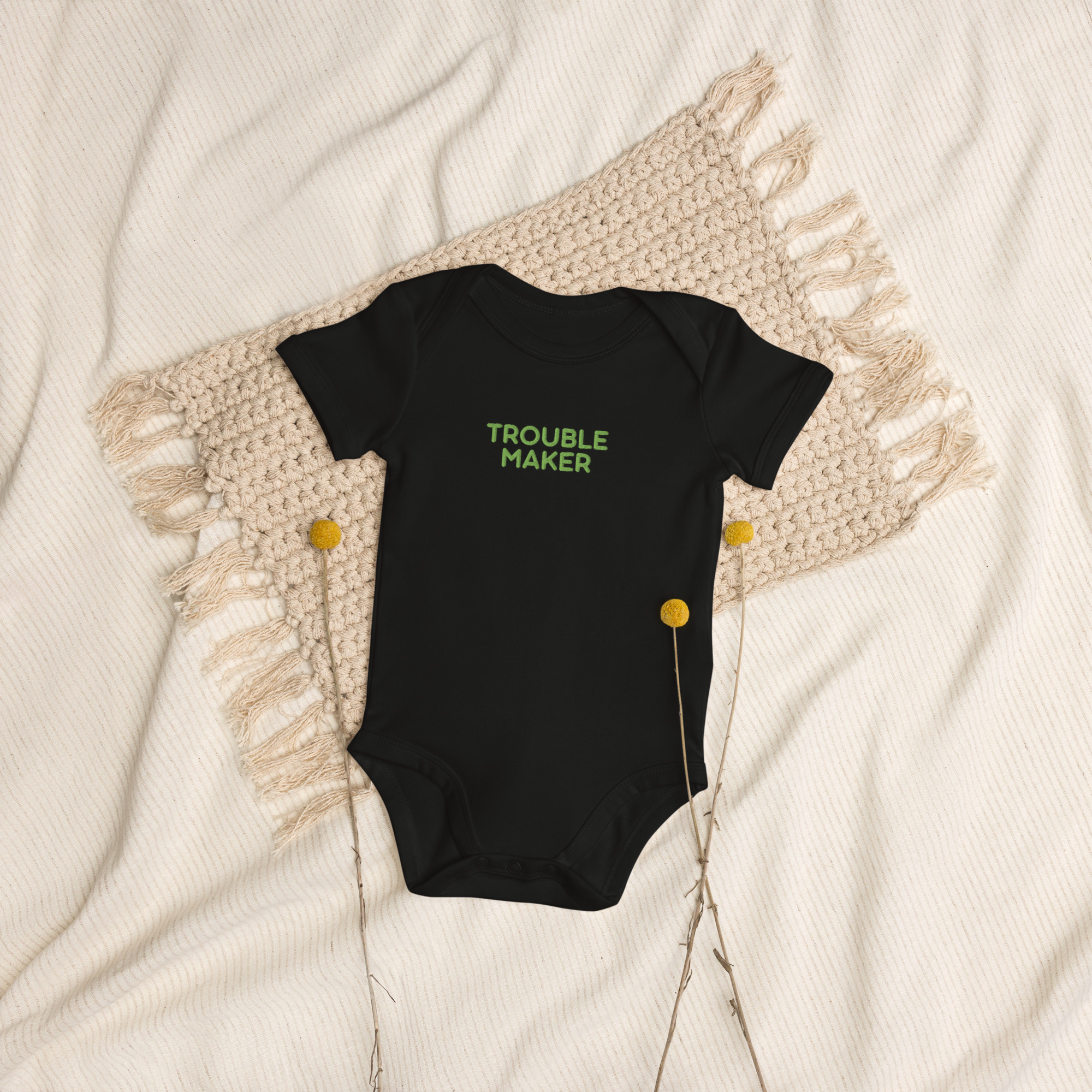 Organic cotton baby bodysuit "TROUBLE MAKER" - Image 4