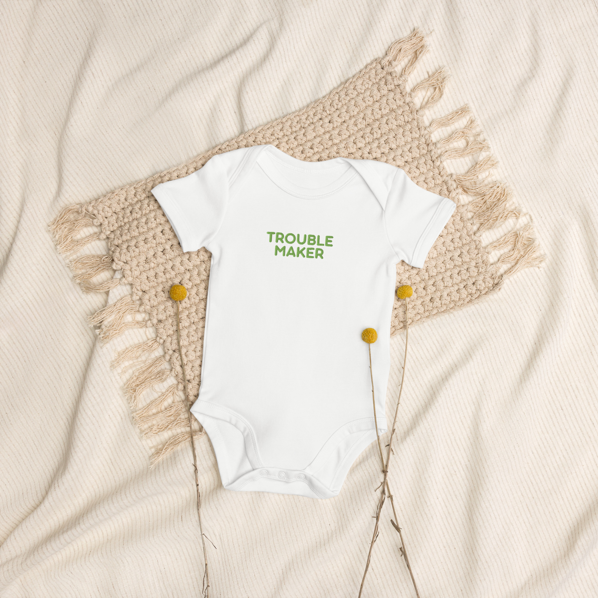 Organic cotton baby bodysuit "TROUBLE MAKER" - Image 6