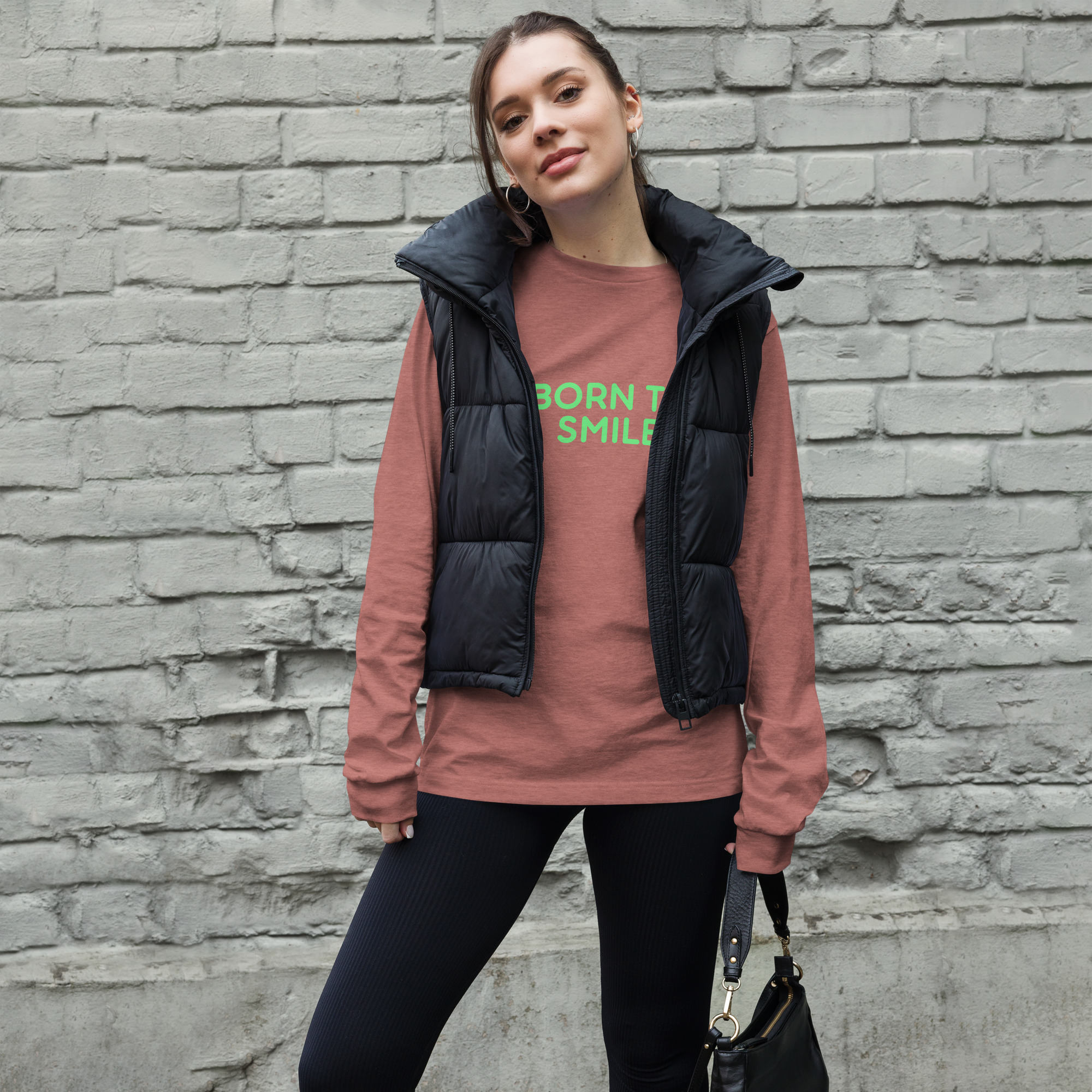 Unisex Long Sleeve Tee "BORN TO SMILE" - Image 38