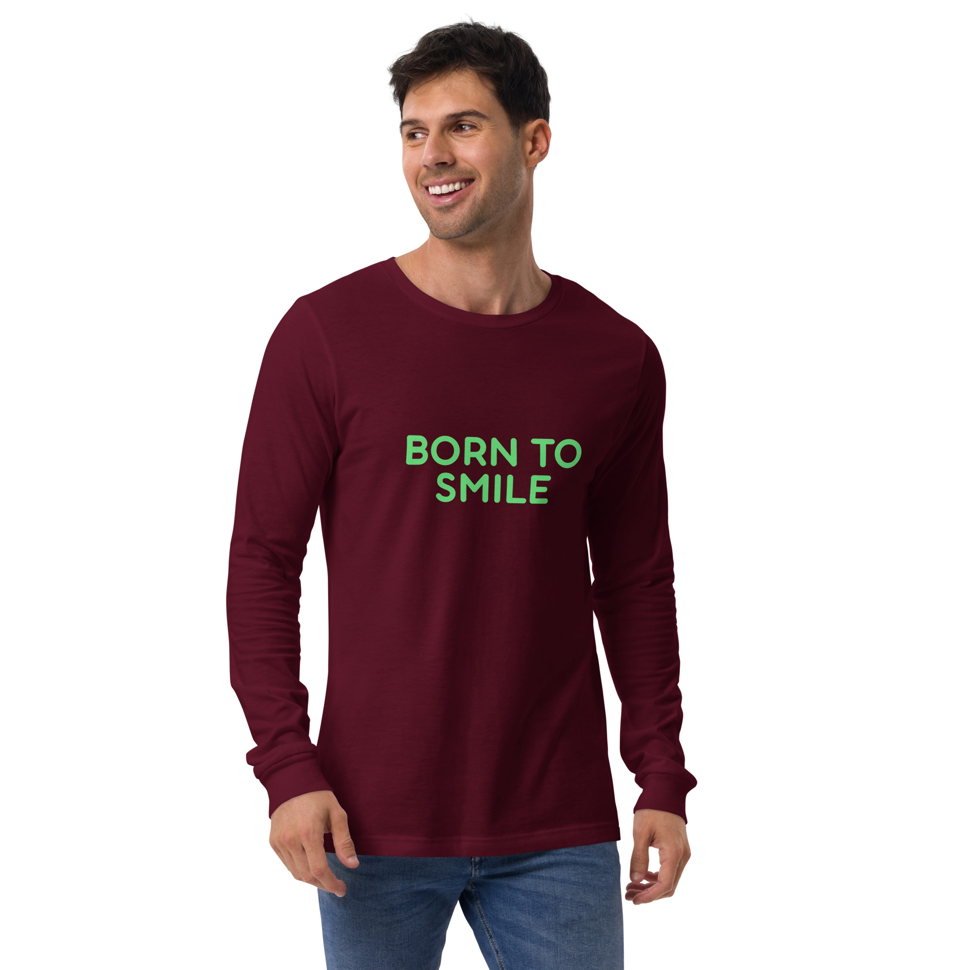 Unisex Long Sleeve Tee "BORN TO SMILE" - Image 17