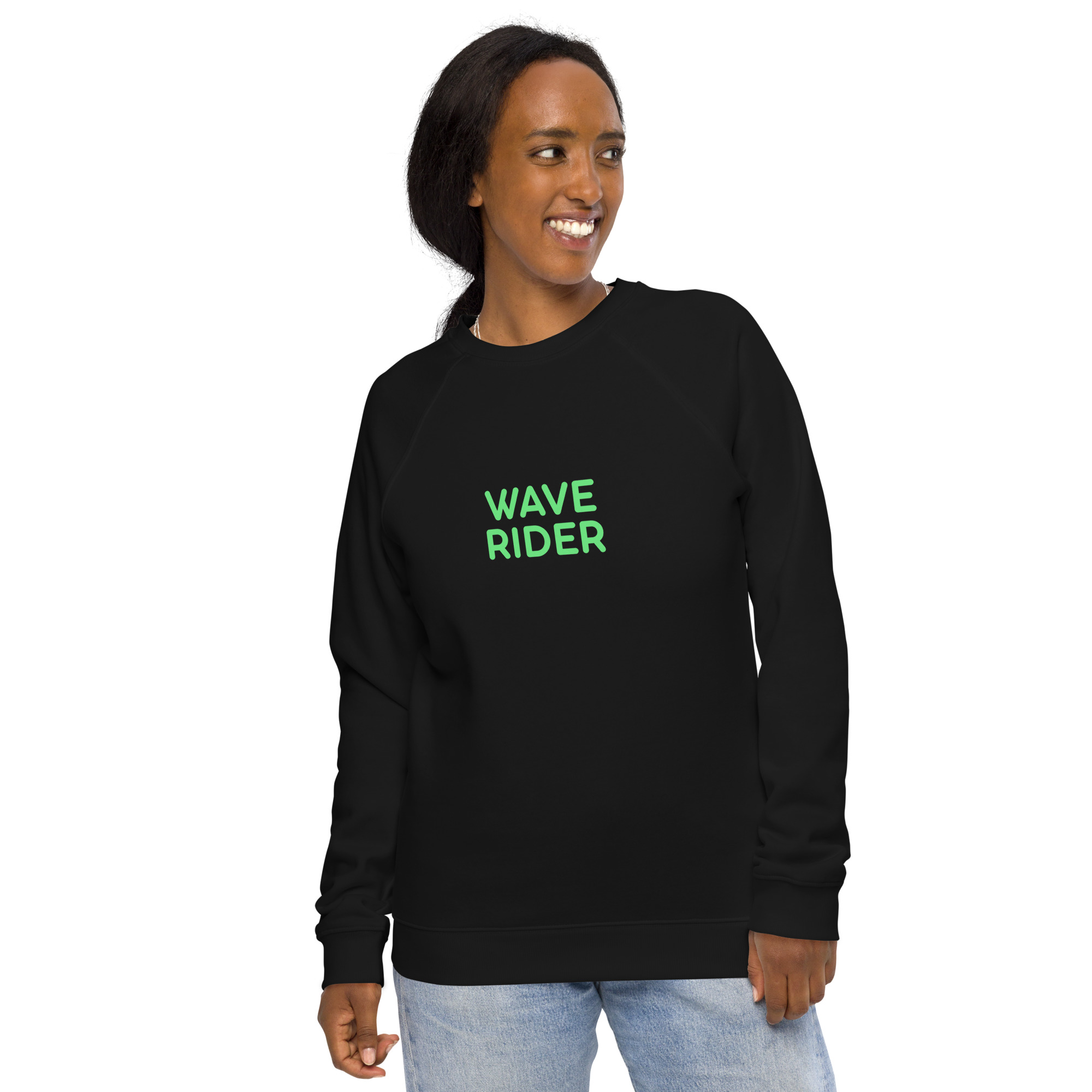 Unisex organic raglan sweatshirt "WAVE RIDER" - Image 13