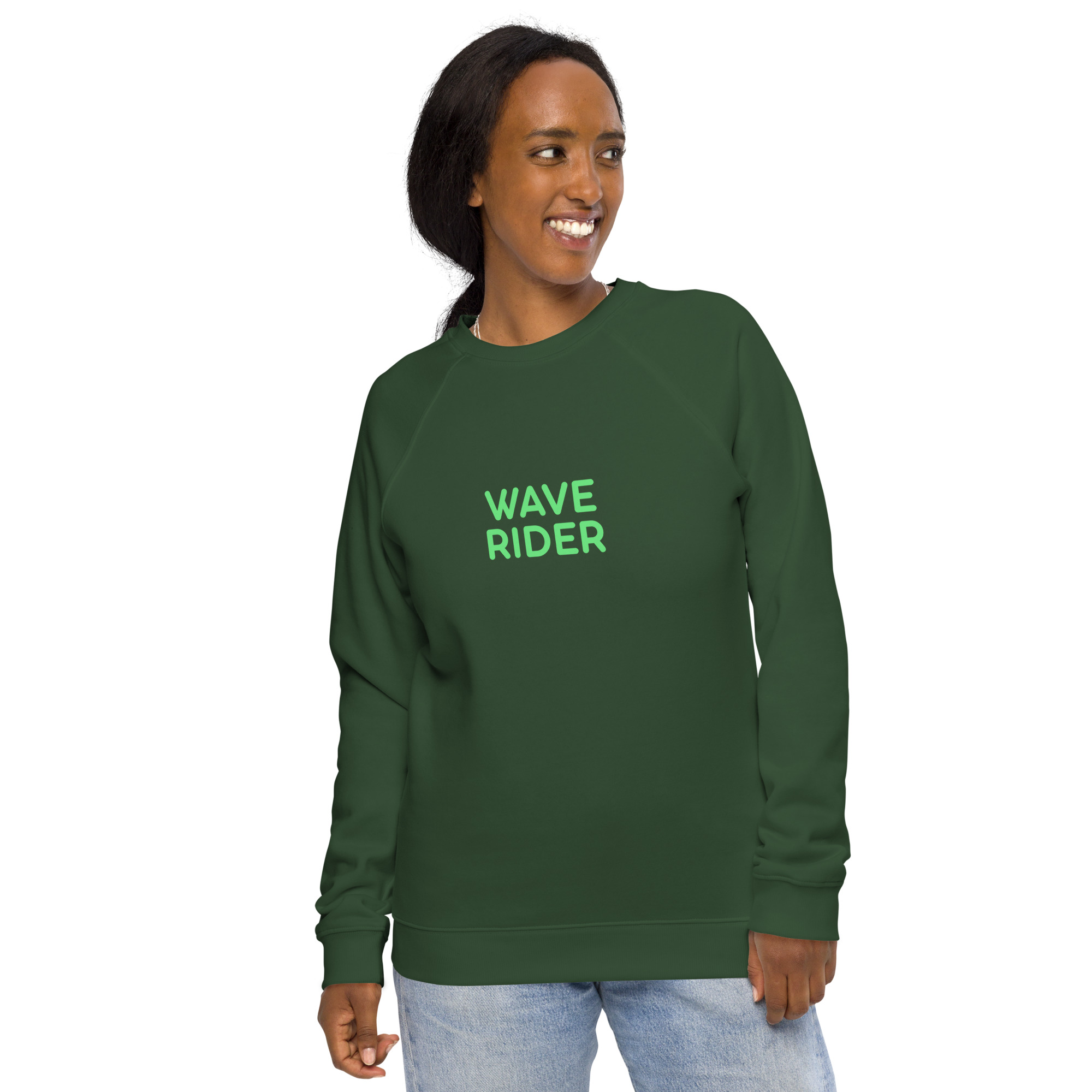 Unisex organic raglan sweatshirt "WAVE RIDER" - Image 16