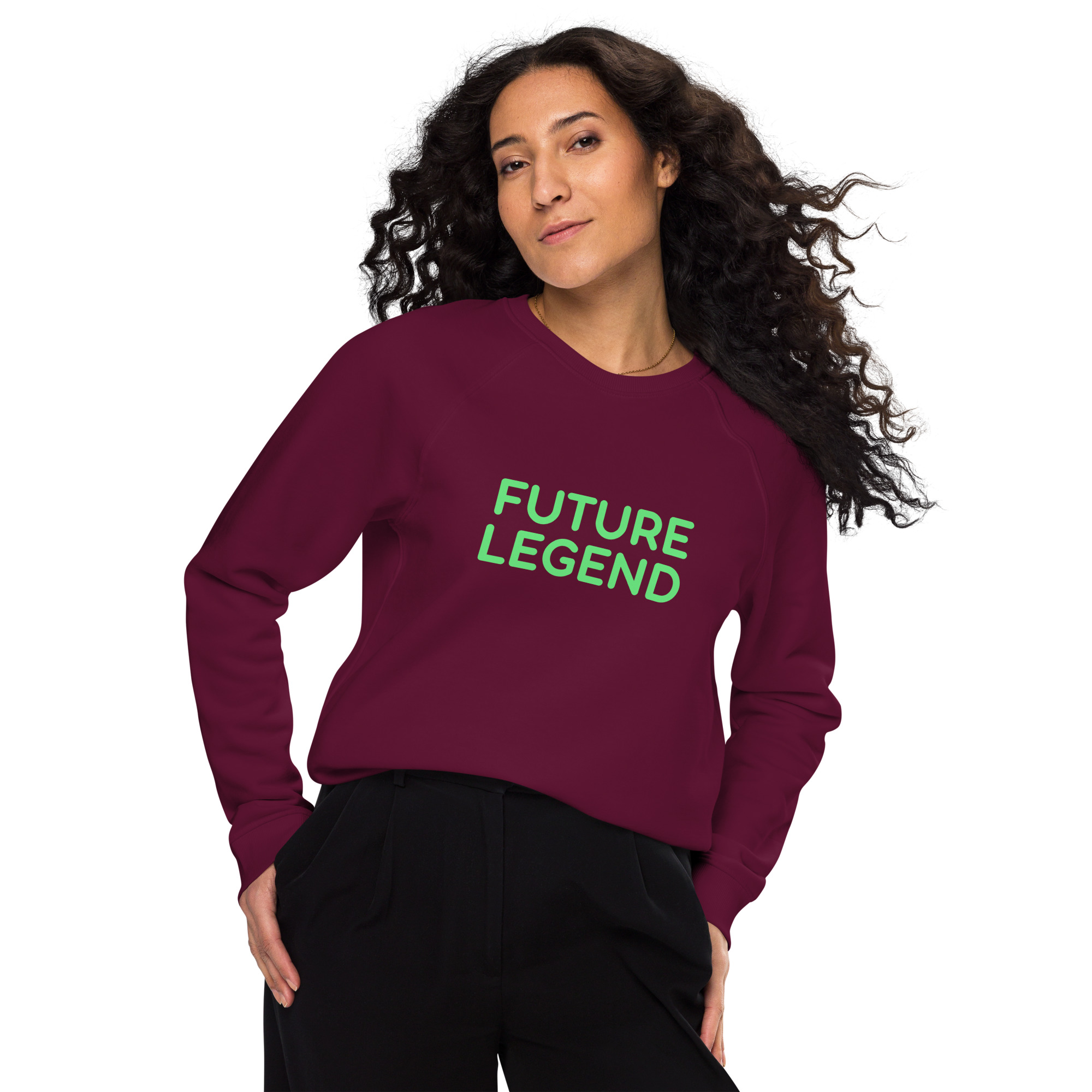Unisex organic raglan sweatshirt "FUTURE LEGEND" - Image 17