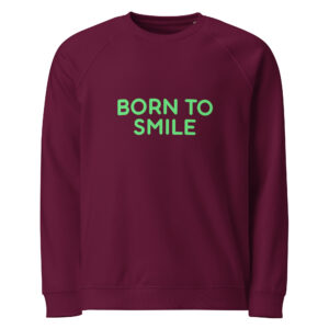 Alternative view of Unisex organic raglan sweatshirt "BORN TO SMILE"