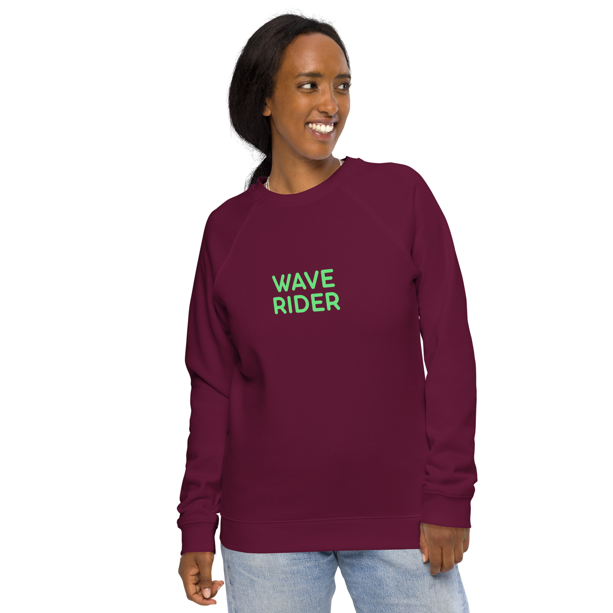 Unisex organic raglan sweatshirt "WAVE RIDER" - Image 14