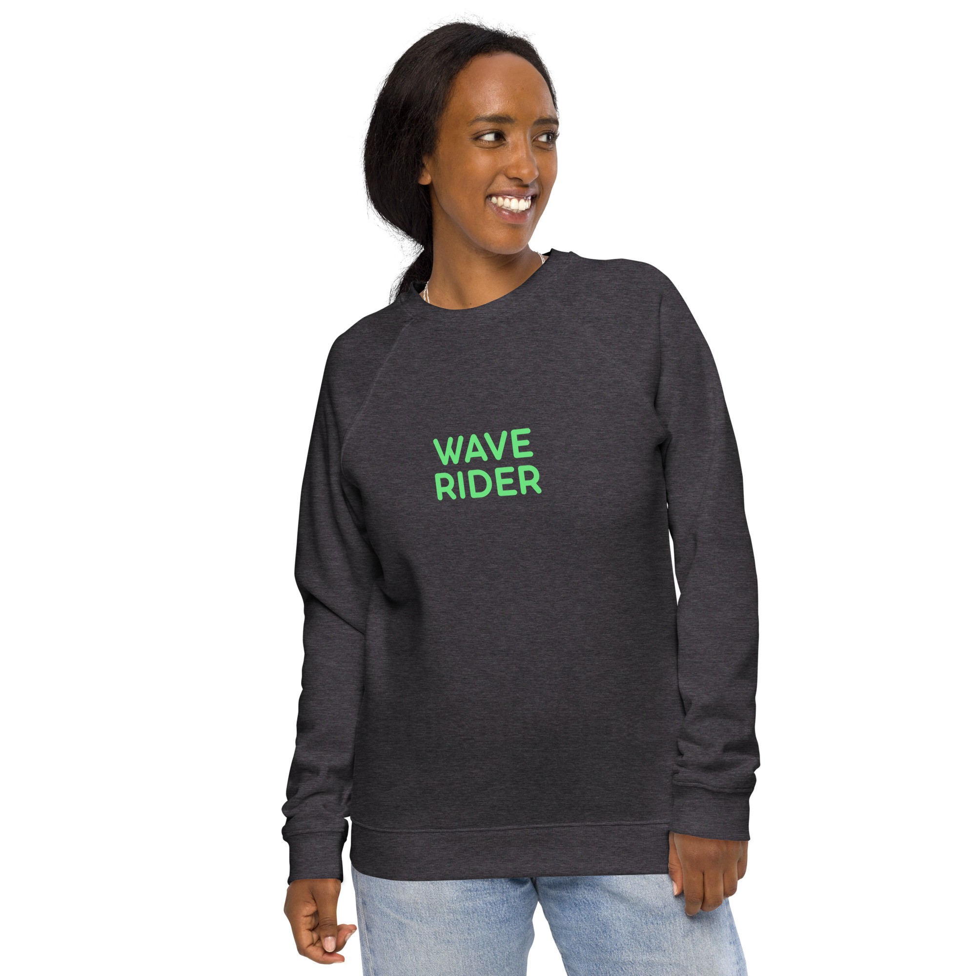 Unisex organic raglan sweatshirt "WAVE RIDER" - Image 15