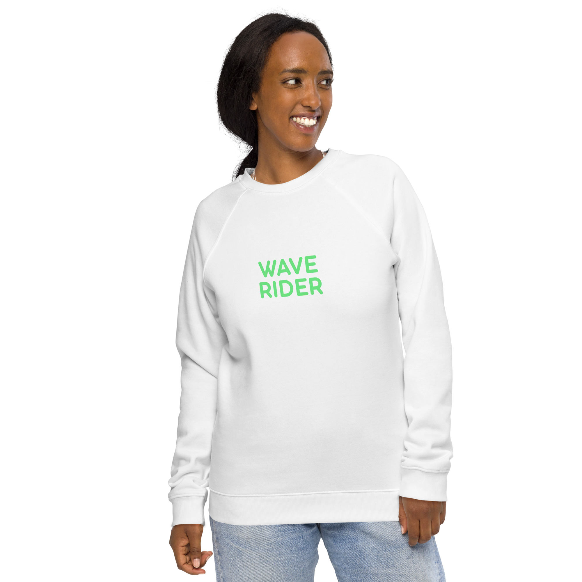 Unisex organic raglan sweatshirt "WAVE RIDER" - Image 18