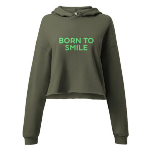 Alternative view of Crop Hoodie "BORN TO SMILE"