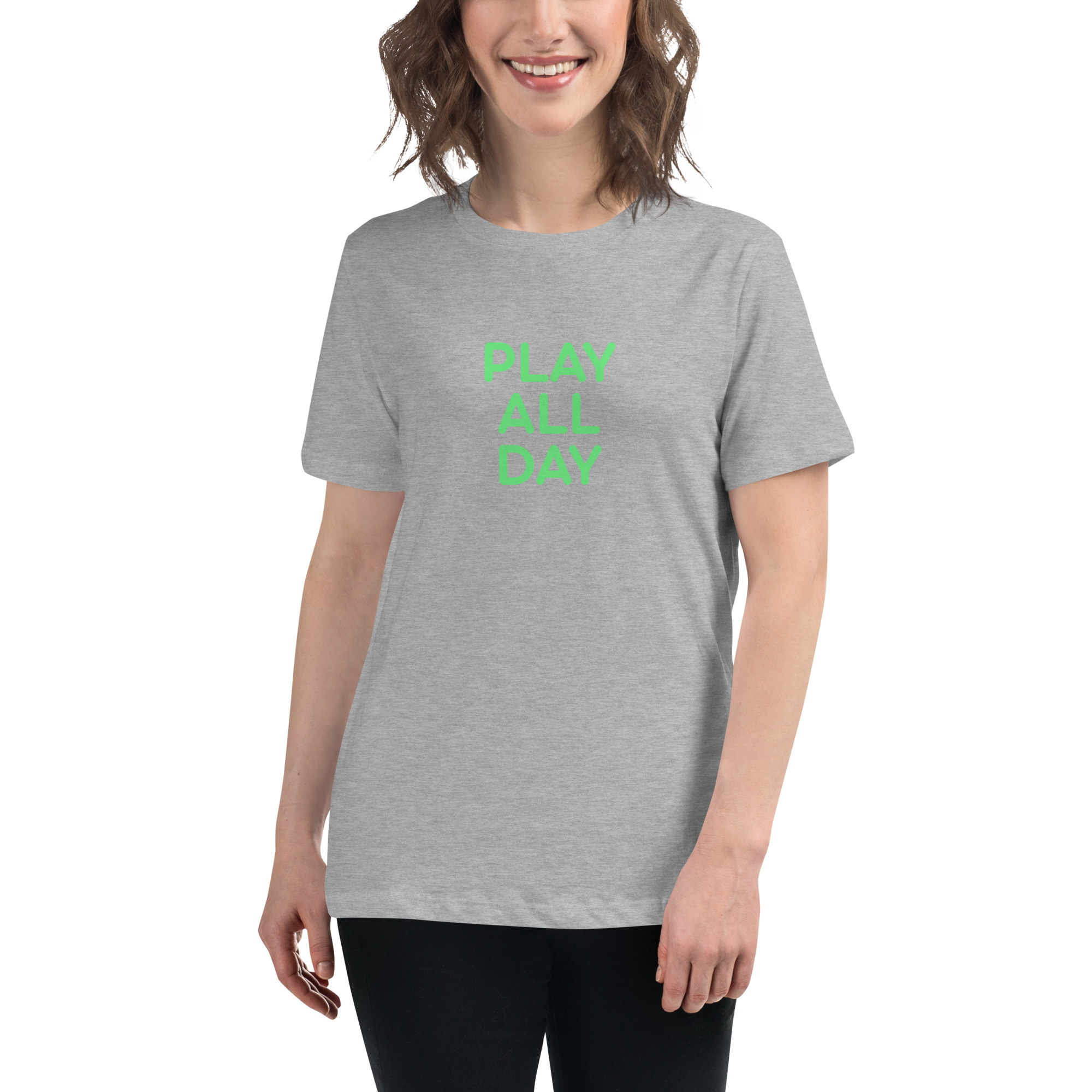 Women's Relaxed T-Shirt "PLAY ALL DAY" - Image 17