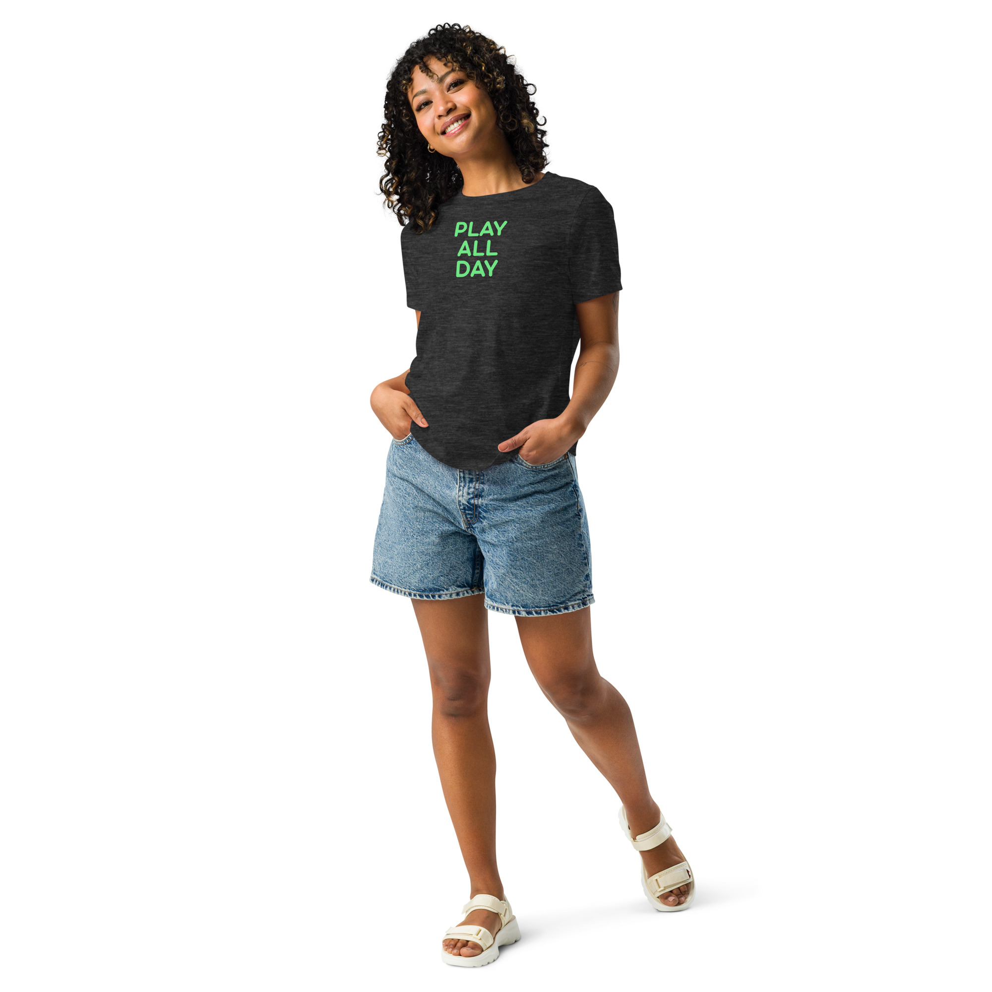 Women's Relaxed T-Shirt "PLAY ALL DAY" - Image 23