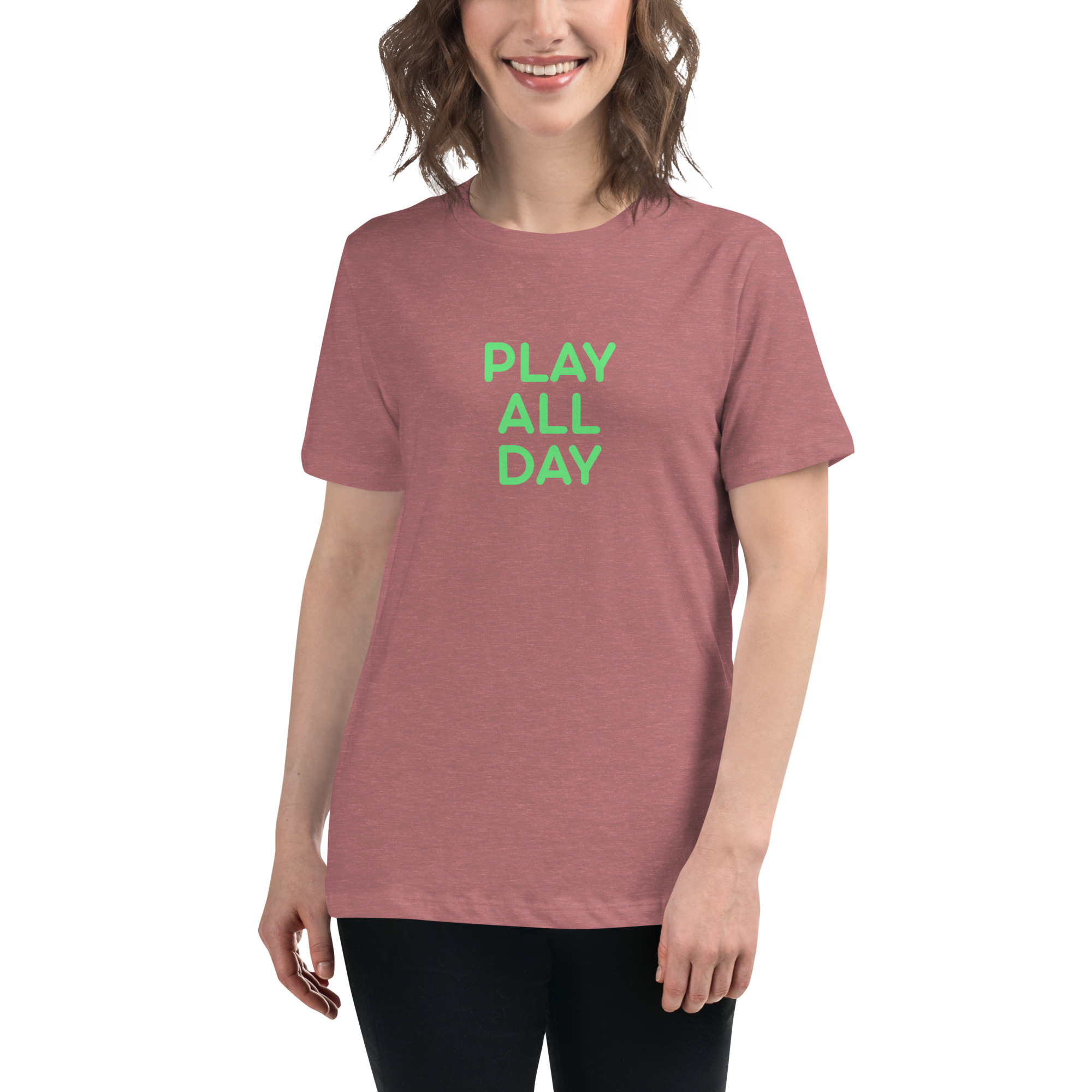 Women's Relaxed T-Shirt "PLAY ALL DAY" - Image 15
