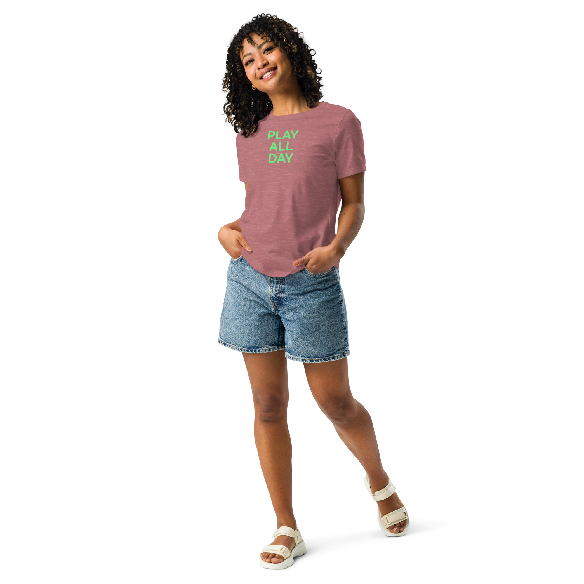 Women's Relaxed T-Shirt "PLAY ALL DAY" - Image 25
