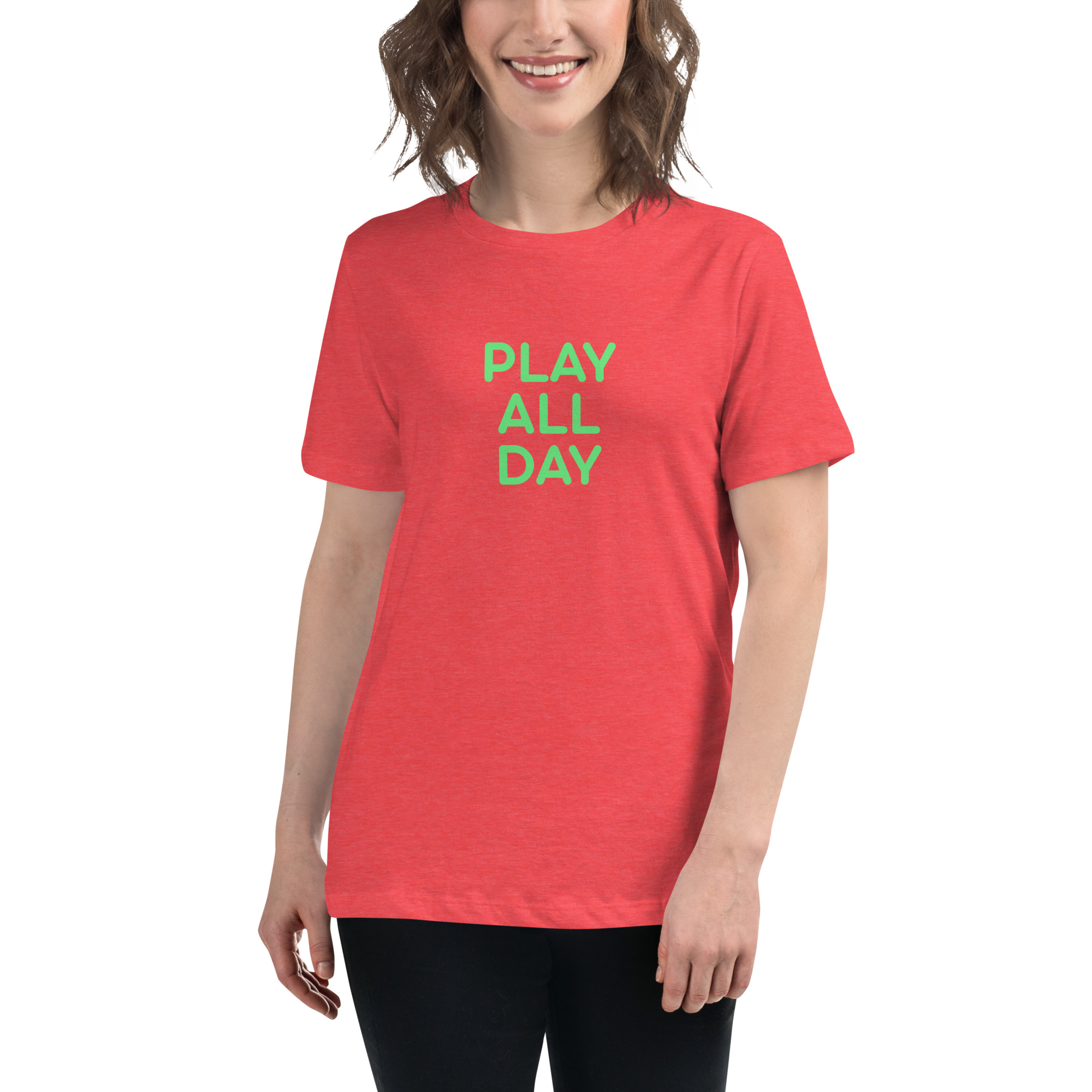 Women's Relaxed T-Shirt "PLAY ALL DAY" - Image 14