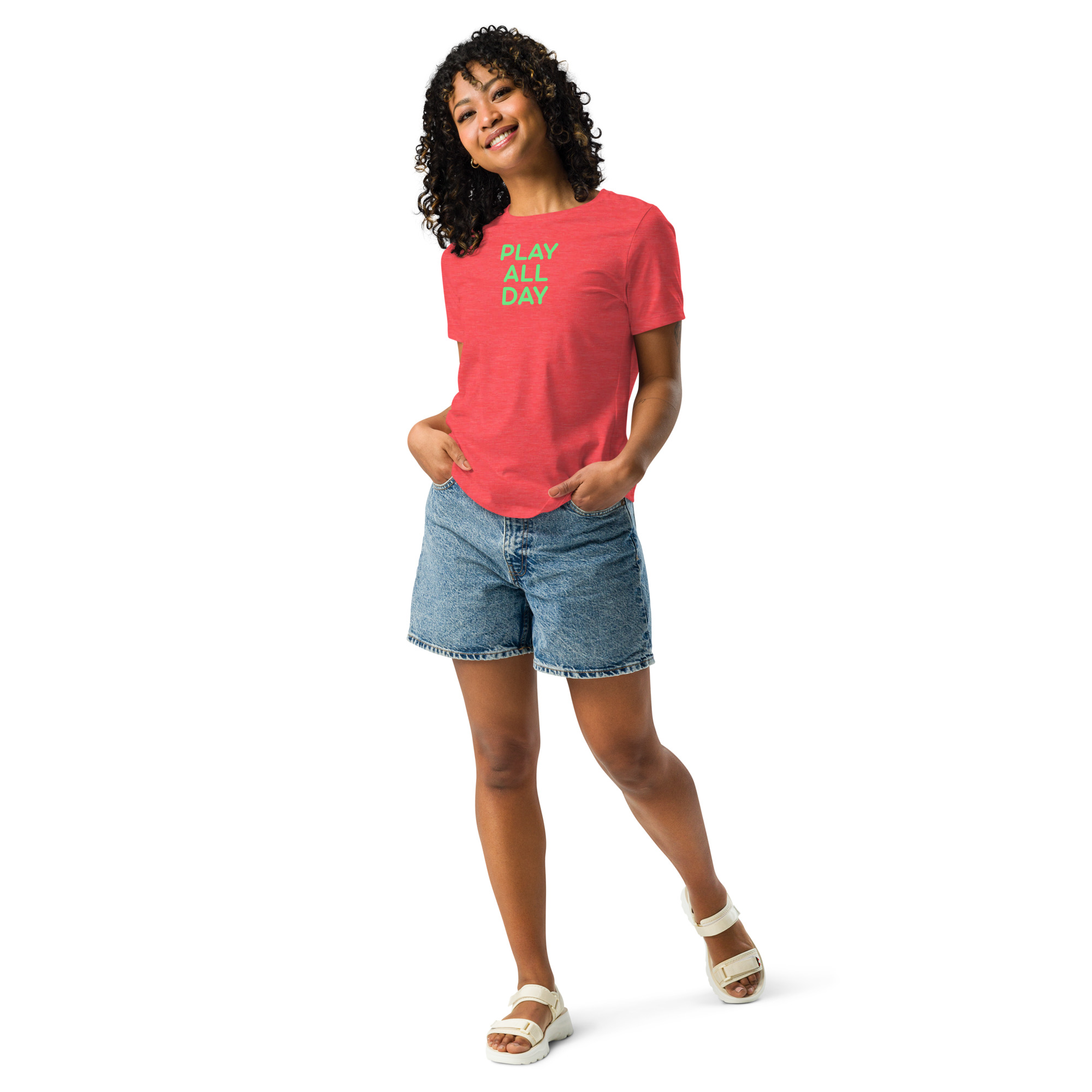 Women's Relaxed T-Shirt "PLAY ALL DAY" - Image 24