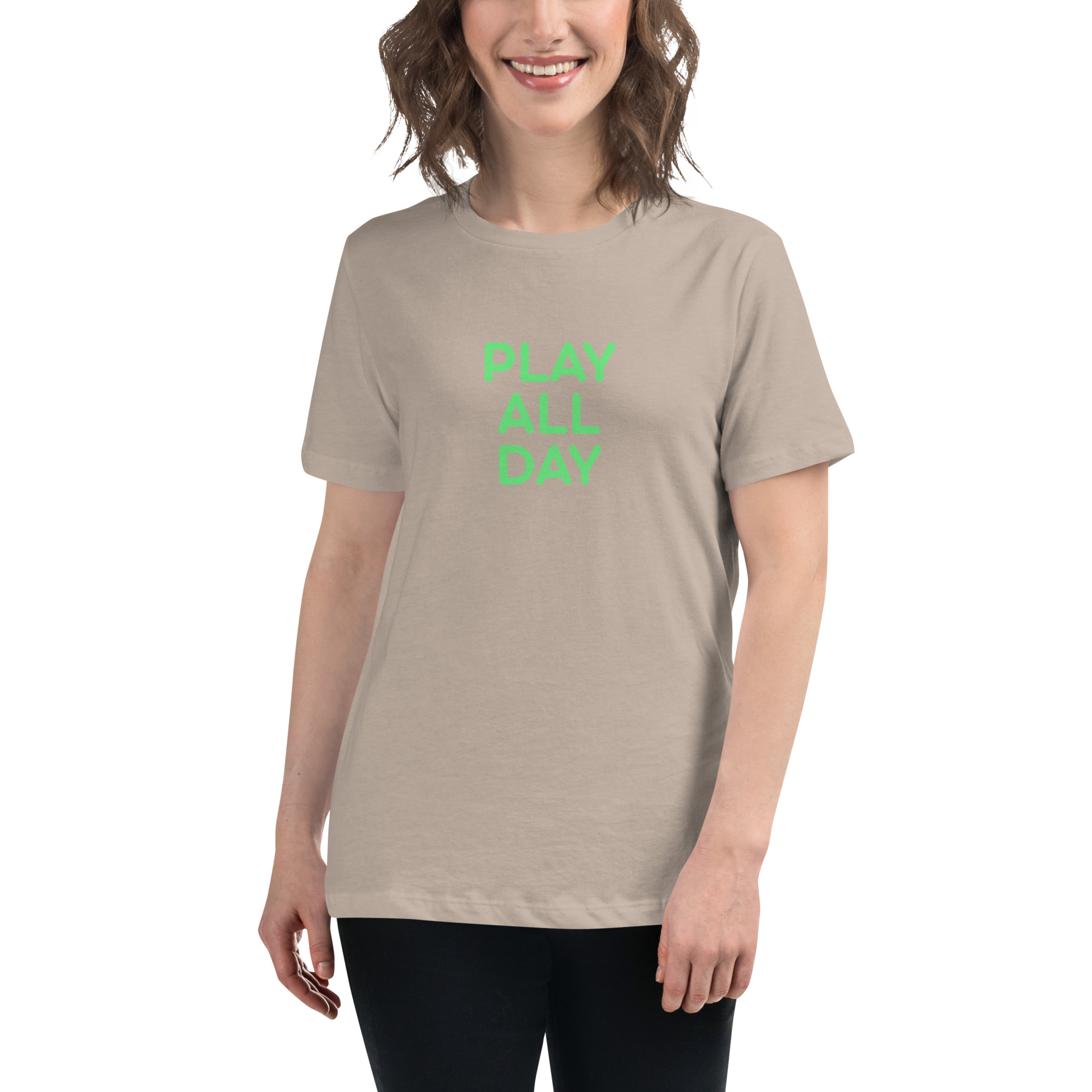 Women's Relaxed T-Shirt "PLAY ALL DAY" - Image 18