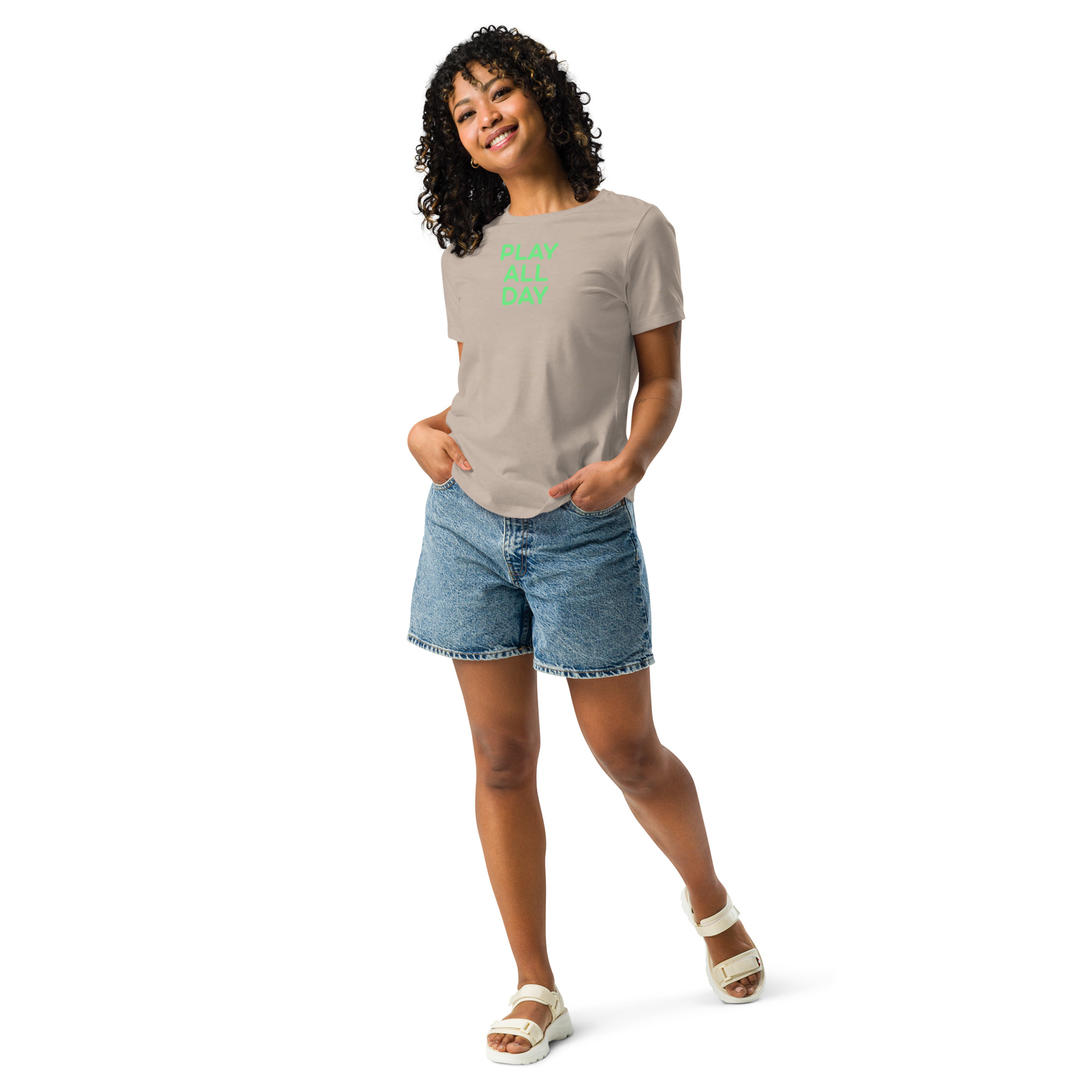 Women's Relaxed T-Shirt "PLAY ALL DAY" - Image 28