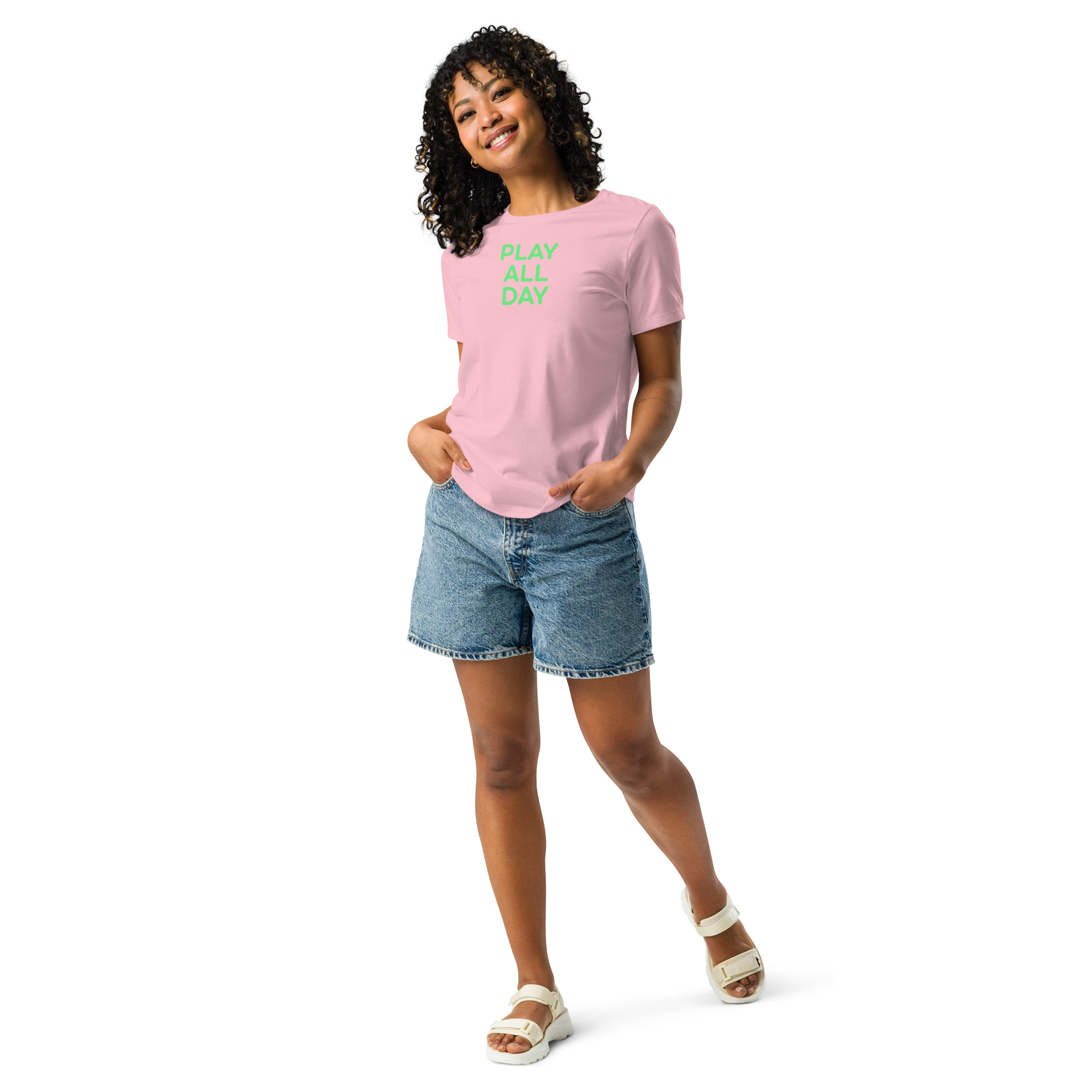 Women's Relaxed T-Shirt "PLAY ALL DAY" - Image 29