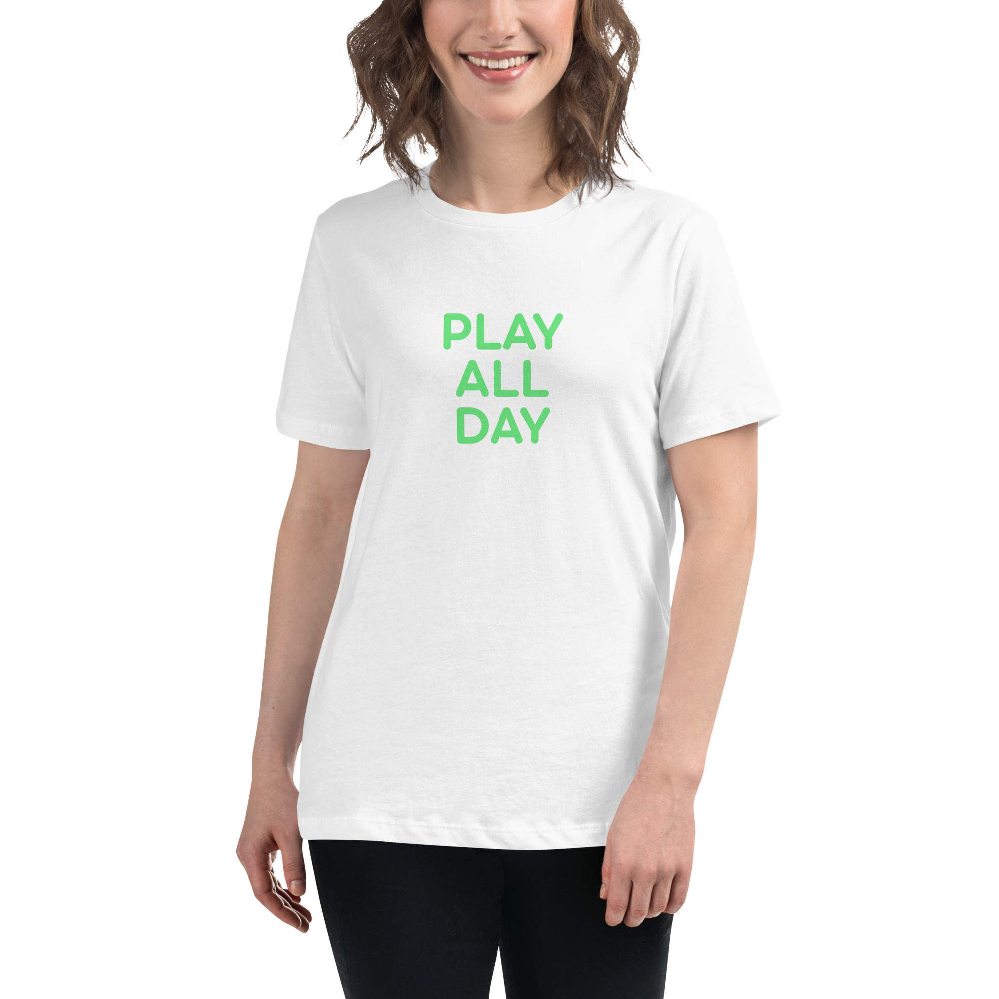 Women's Relaxed T-Shirt "PLAY ALL DAY" - Image 20