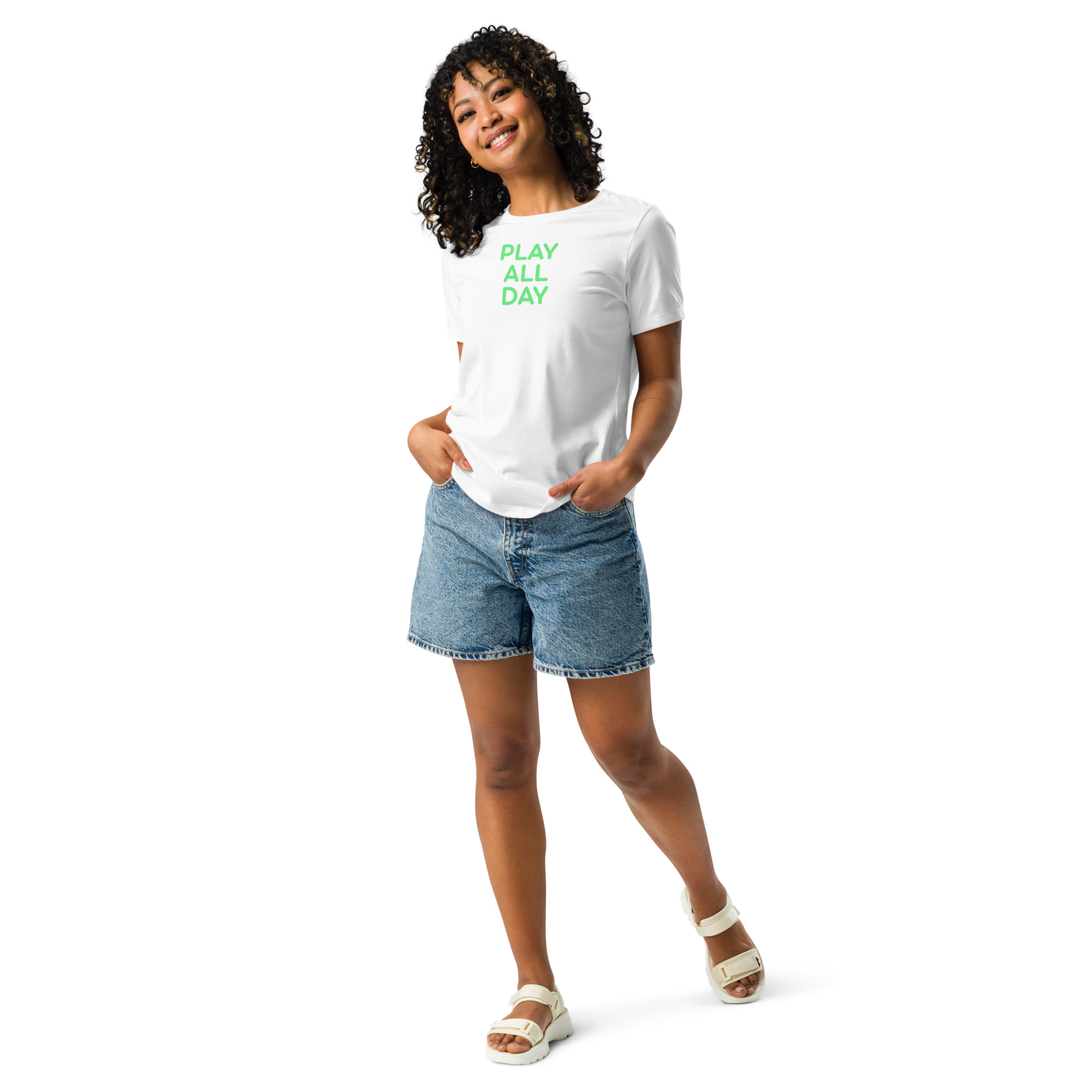 Women's Relaxed T-Shirt "PLAY ALL DAY" - Image 30