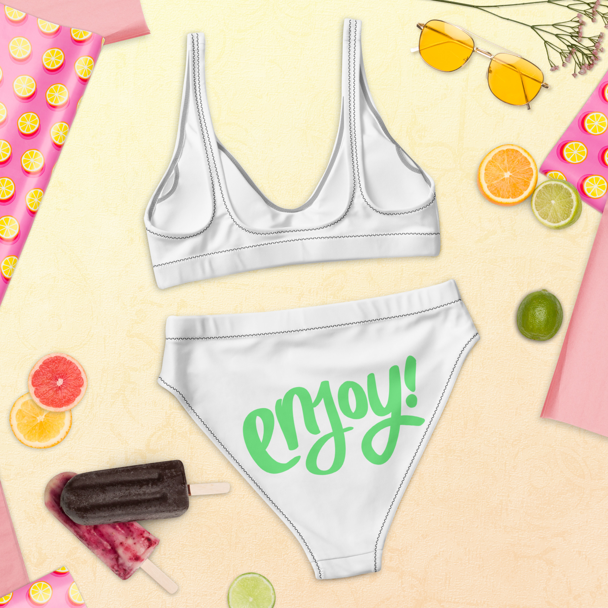 Recycled high-waisted bikini "ENJOY!" - Image 6