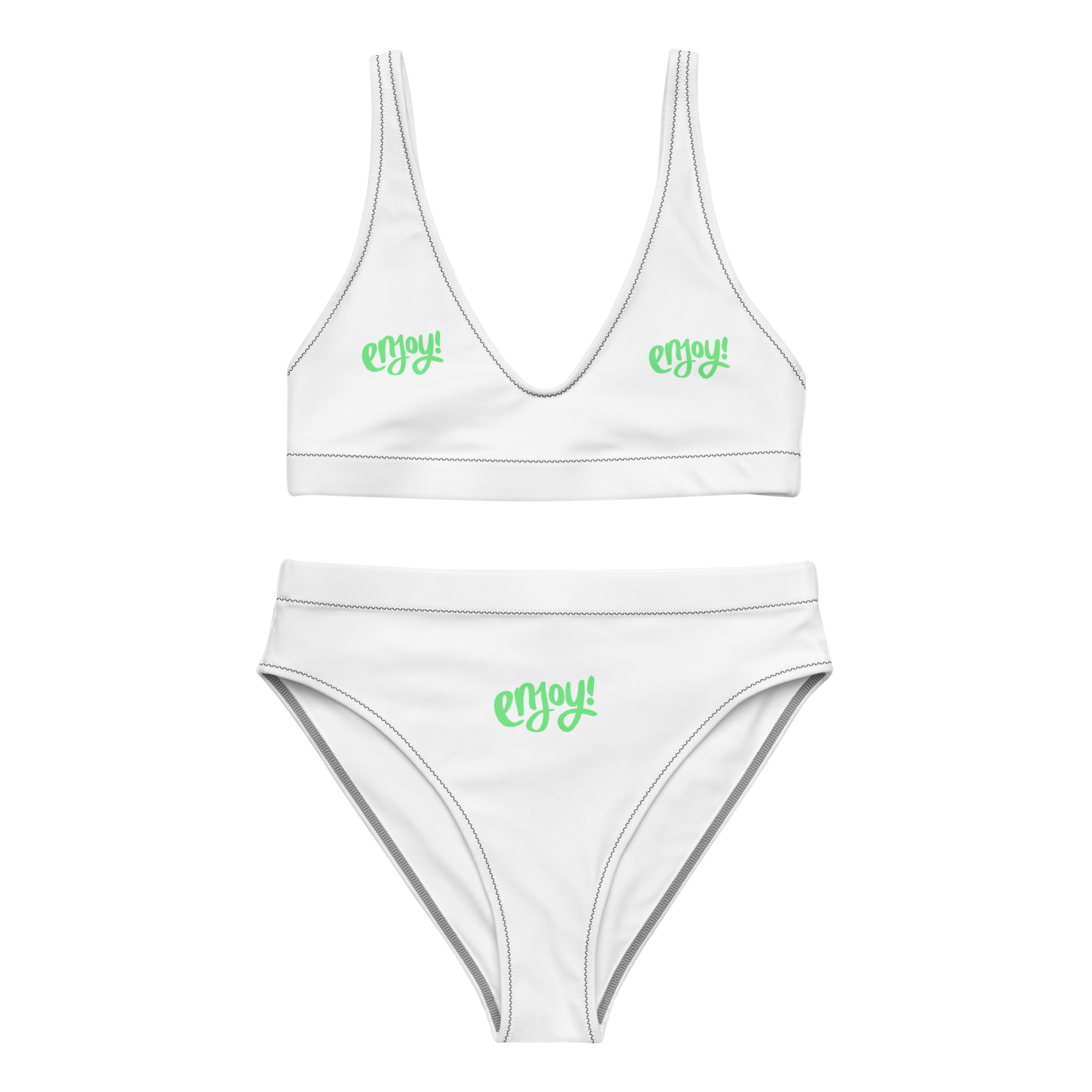 Recycled high-waisted bikini "ENJOY!"