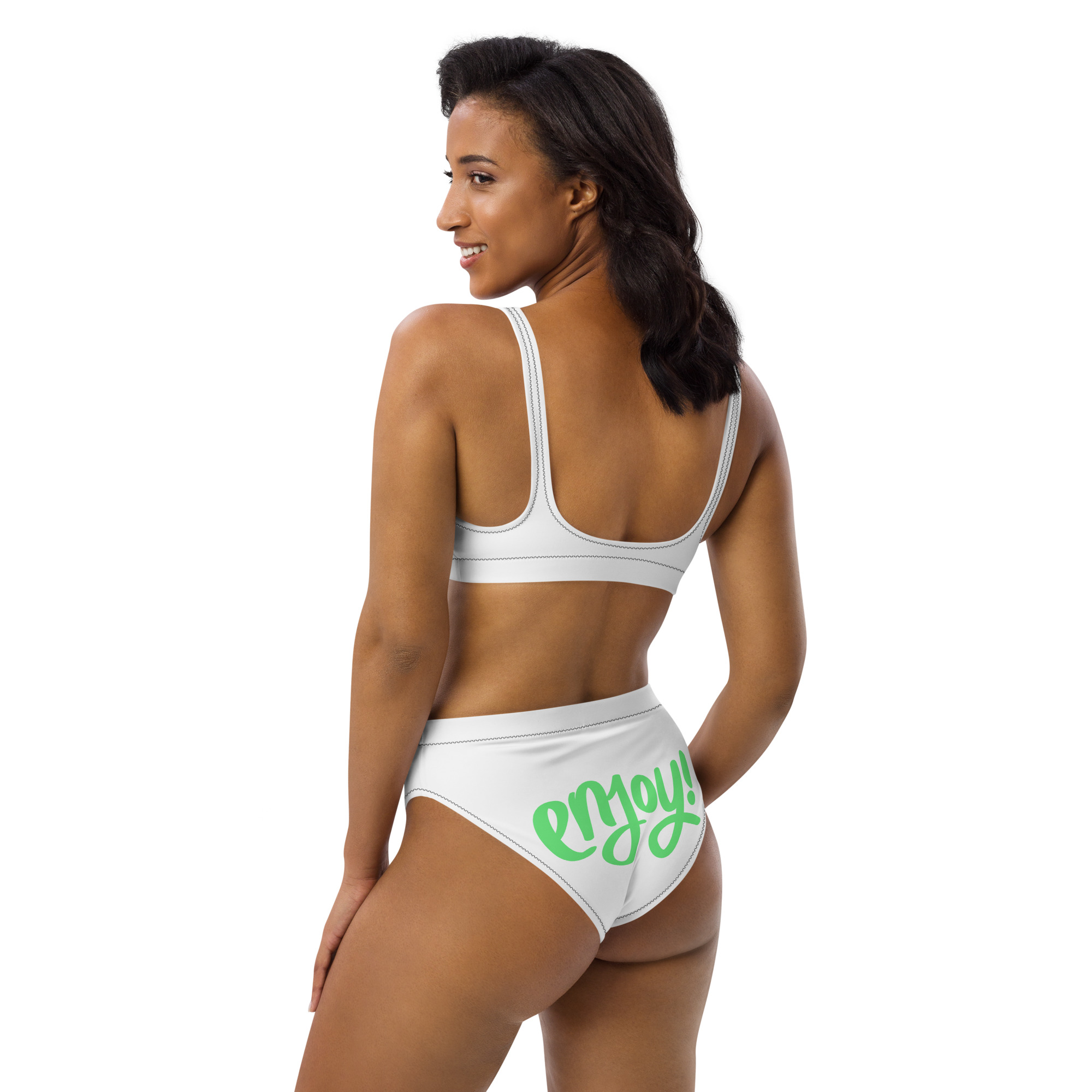 Recycled high-waisted bikini "ENJOY!" - Image 21
