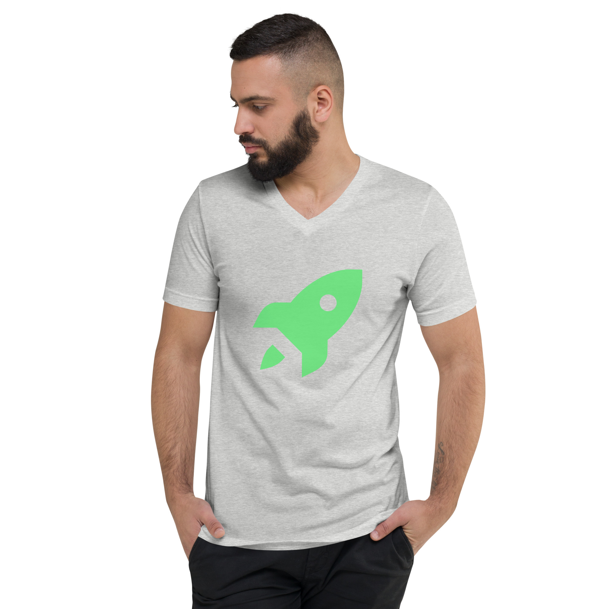 Unisex Short Sleeve V-Neck T-Shirt "Space Rush" - Image 14