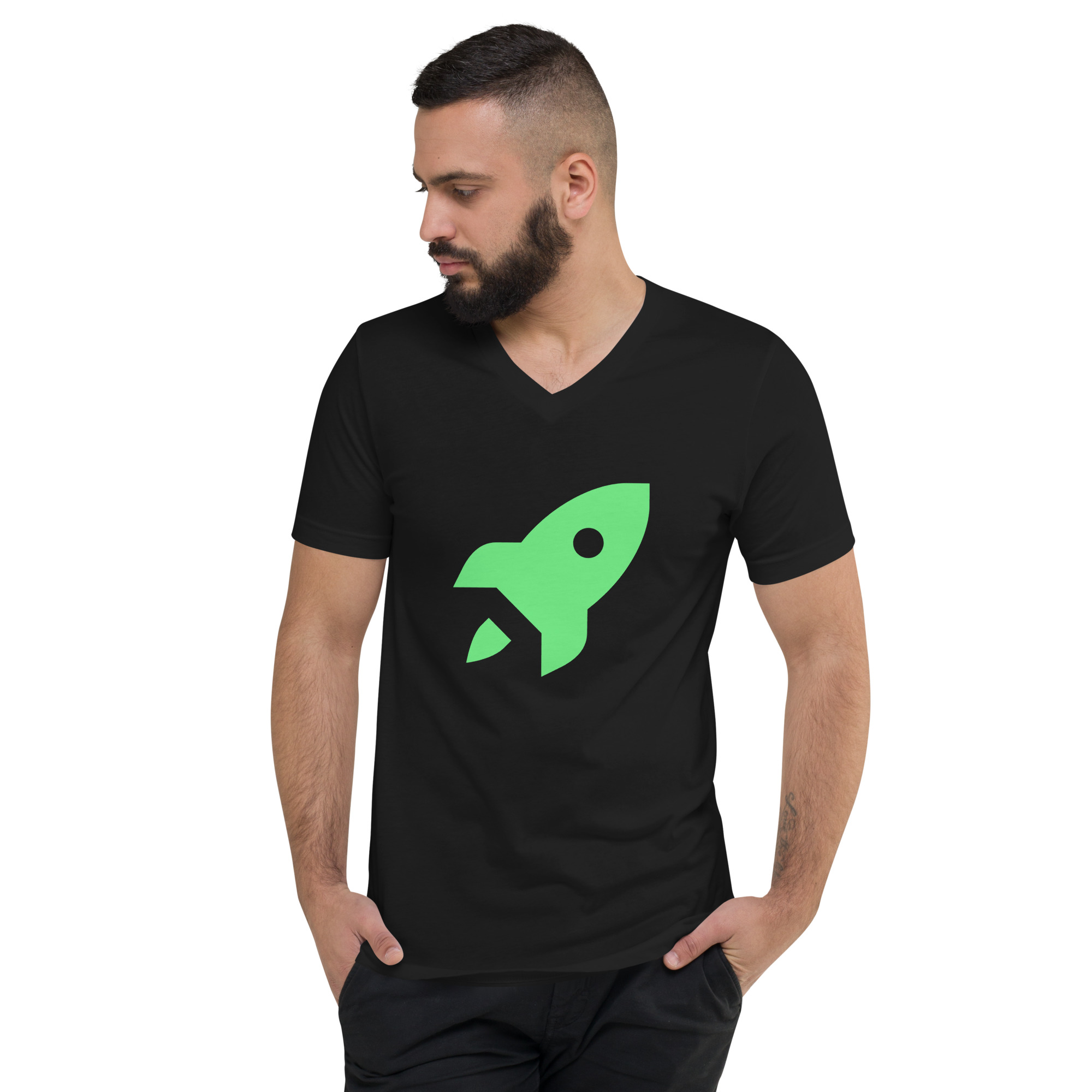 Unisex Short Sleeve V-Neck T-Shirt "Space Rush" - Image 11
