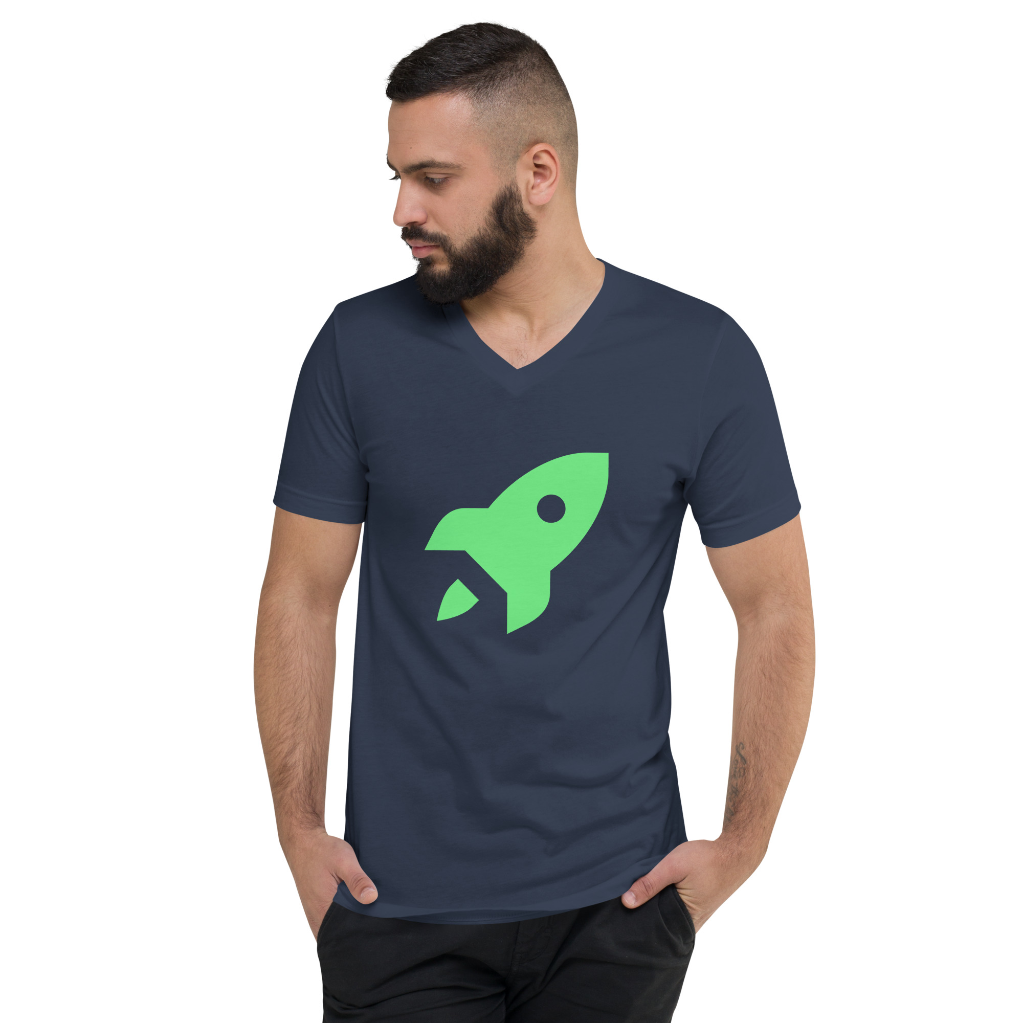 Unisex Short Sleeve V-Neck T-Shirt "Space Rush" - Image 12