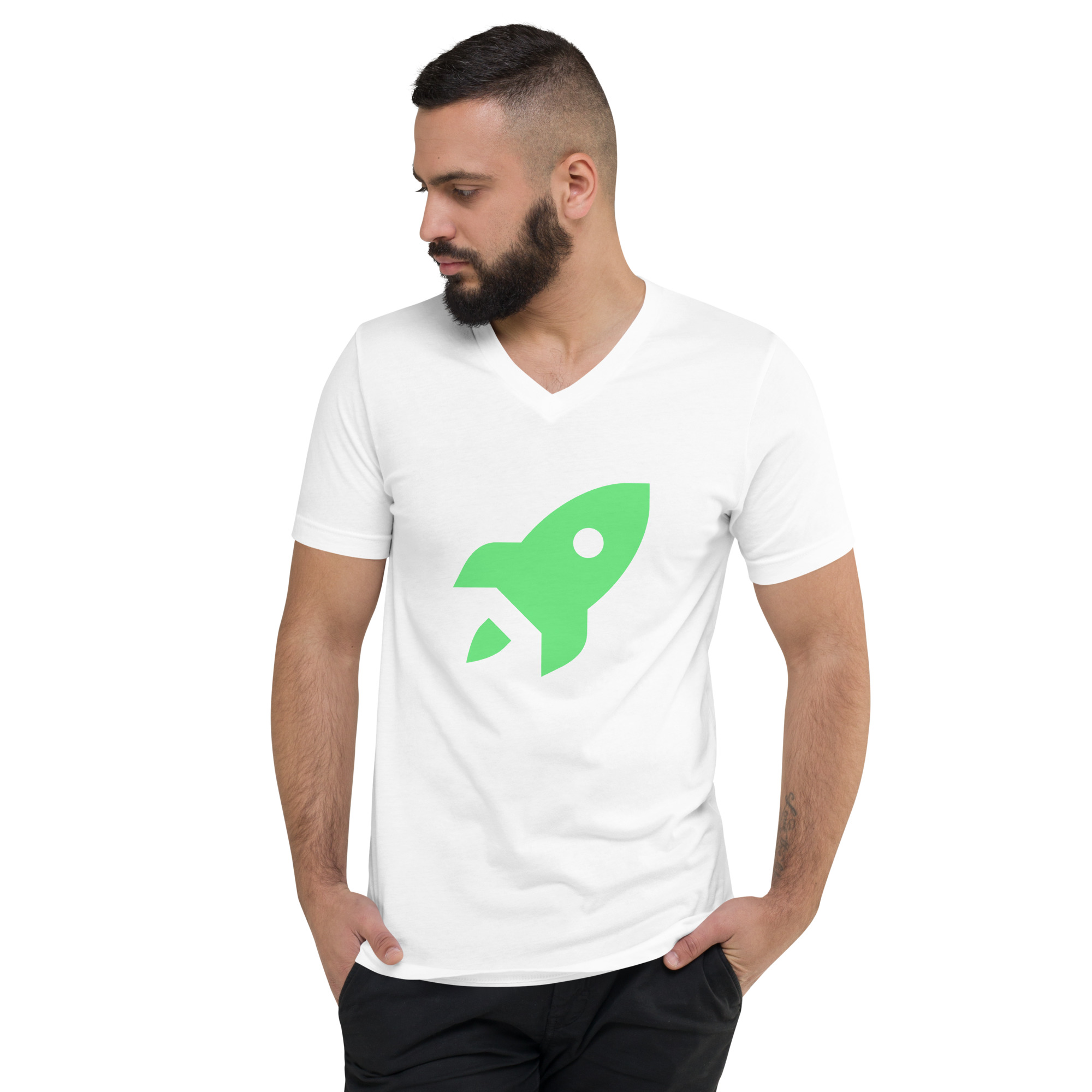 Unisex Short Sleeve V-Neck T-Shirt "Space Rush" - Image 15